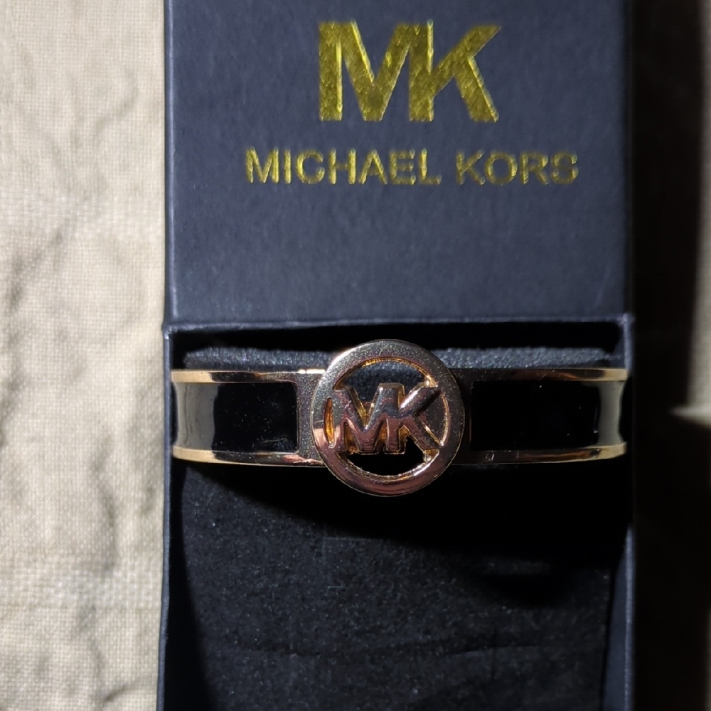Michael Kors Black and Gold Logo Bangle Small NOW ONLY $35 Low Low Price